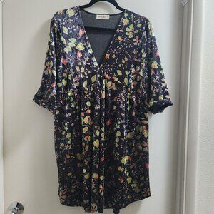 NATURAL LIFE Velvet Short Sleeve Dress.